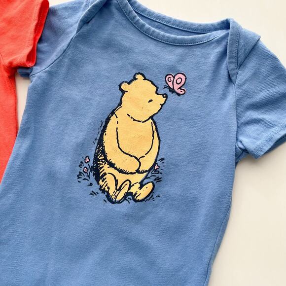 Life is Good Set of 2 Winnie the Pooh Crusher Bodysuit 6-12 month Blue Orange - Picture 2 of 6